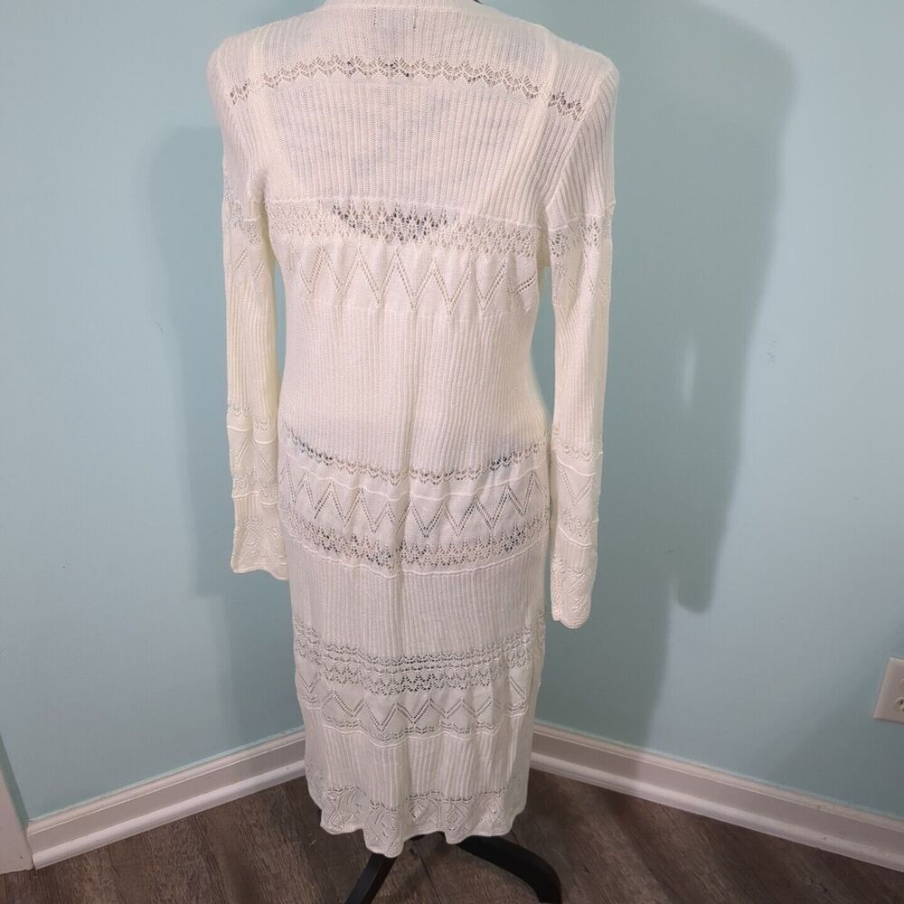 Pointelle Tank & Cardigan Sweater Set white boho gypsy small buckle black